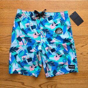 HURLEY Boy's Swim Trunks | Size 10 | Board Shorts Tie Waist Stretch NWT
